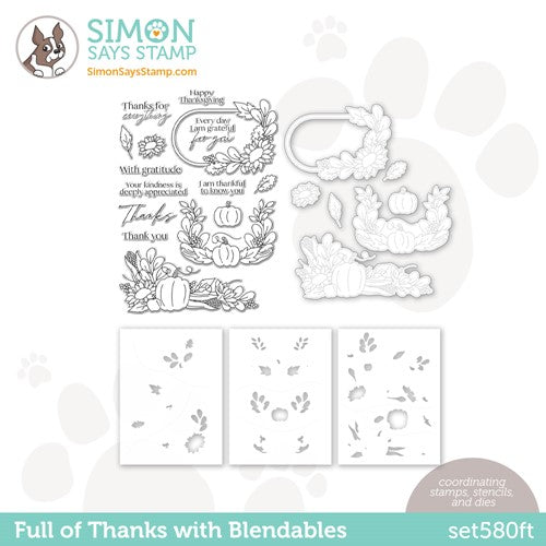Simon Says Stamp! Simon Says Stamps Dies and Stencil FULL OF THANKS set580ft Holiday Sparkle