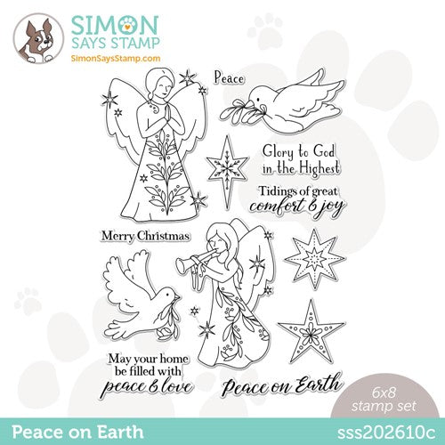 Simon Says Stamp! Simon Says Clear Stamps PEACE ON EARTH sss202610c Holiday Sparkle