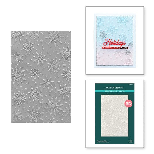 Simon Says Stamp! E3D-042 Spellbinders FLURRY OF SNOWFLAKES 3D Embossing Folder