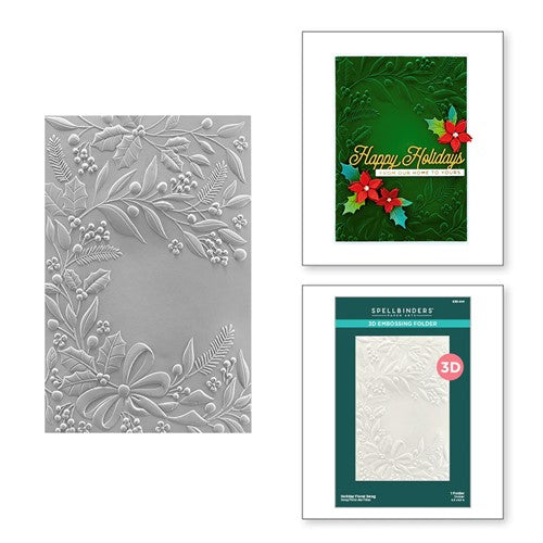 Simon Says Stamp! E3D-041 Spellbinders HOLIDAY FLORAL SWAG 3D Embossing Folder