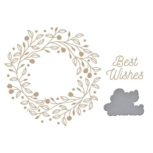 Simon Says Stamp! GLP-326 Spellbinders SEALED BERRY WREATH Glimmer Hot Foil Plate and Die Set