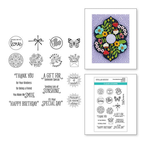 Simon Says Stamp! STP-162 Spellbinders FLORAL REFLECTIONS SENTIMENTS Clear Stamps