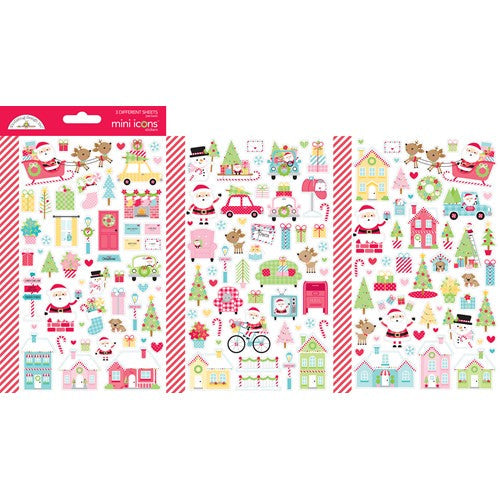 Simon Says Stamp! Doodlebug CANDY CANE LANE MINI ICONS Sticker Sheets 7915