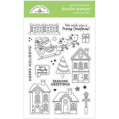 Simon Says Stamp! Doodlebug CANDY CANE LANE Clear Stamps 7919