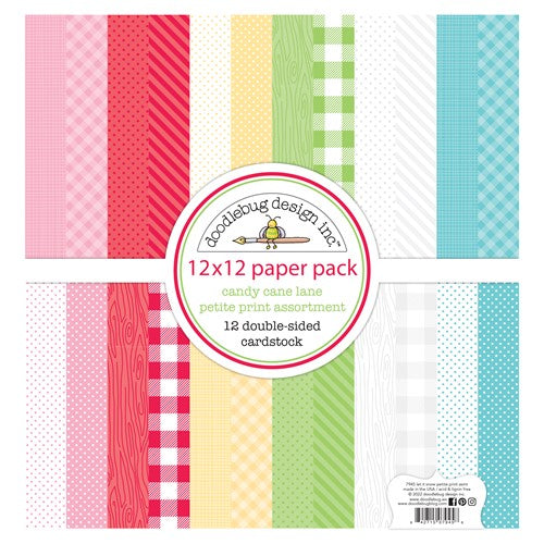 Simon Says Stamp! Doodlebug CANDY CANE LANE 12x12 Inch Petite Prints 7945