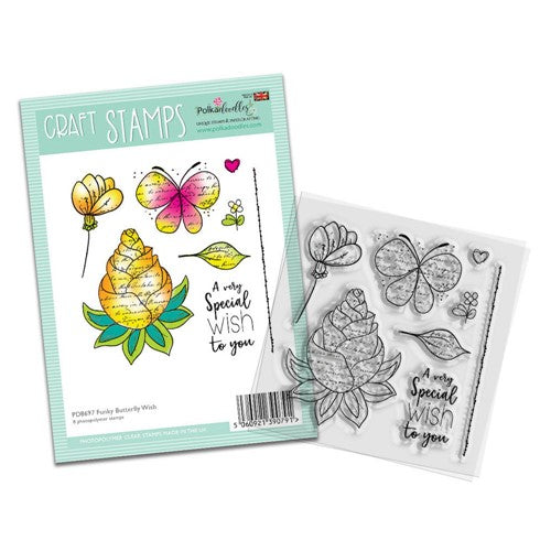 Simon Says Stamp! Polkadoodles FUNKY BUTTERFLY WISH Clear Stamps pd8697