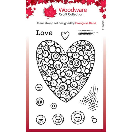 Simon Says Stamp! Woodware Craft Collection BUBBLE HEART Clear Stamps frs964