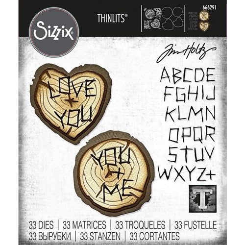 Simon Says Stamp! Tim Holtz Sizzix WOOD SLICE and Alphabet Thinlits Dies 666291