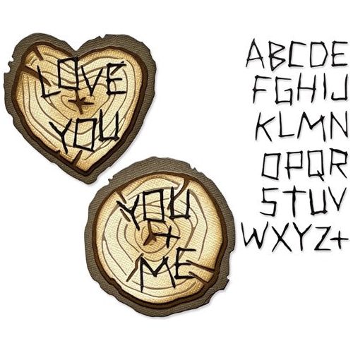 Simon Says Stamp! Tim Holtz Sizzix WOOD SLICE and Alphabet Thinlits Dies 666291