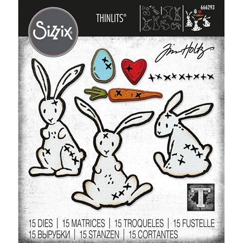 Simon Says Stamp! Tim Holtz Sizzix BUNNY STITCH Thinlits Dies 666293