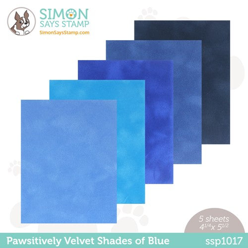 Simon Says Stamp PAWSITIVELY VELVET LUXURY CARDSTOCK Shades Of Blue ss