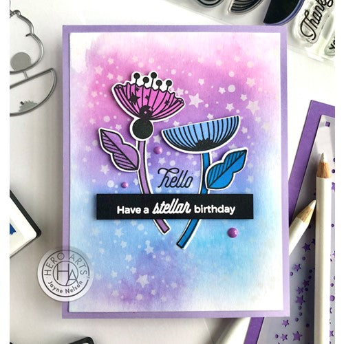Simon Says Stamp! Hero Arts COLOR LAYERING STELLAR FLOWERS Clear Stamp and Die Combo SB347