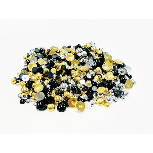 Simon Says Stamp! Gina K Designs BLACK GOLD AND SILVER PEARL MIX Embellishments 0313