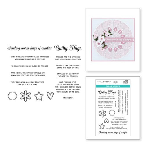 Simon Says Stamp! STP-156 Spellbinders QUILTY HUGS SENTIMENTS Clear Stamps