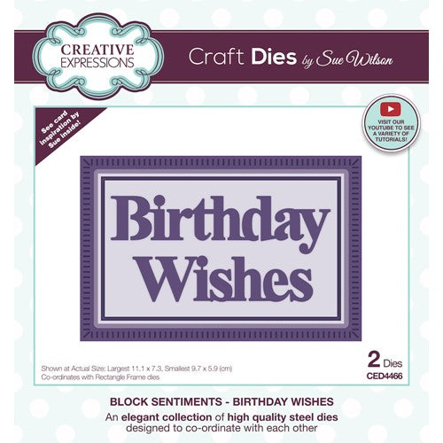 Simon Says Stamp! Creative Expressions BIRTHDAY WISHES Sue Wilson Block Sentiments Dies ced4466