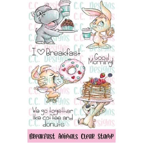 Simon Says Stamp! C.C. Designs BREAKFAST ANIMALS Clear Stamp Set ccd0314