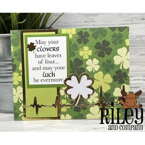 Simon Says Stamp! Riley and Company Funny Bones MAY YOUR CLOVERS Cling Rubber Stamp RWD-1101