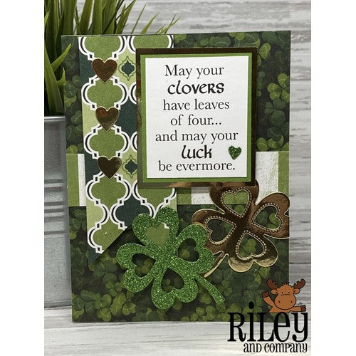 Simon Says Stamp! Riley and Company Funny Bones MAY YOUR CLOVERS Cling Rubber Stamp RWD-1101