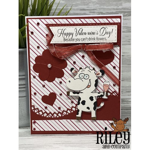 Simon Says Stamp! Riley and Company Funny Bones BECAUSE YOU CAN'T DRINK FLOWERS Cling Rubber Stamp RWD-1105