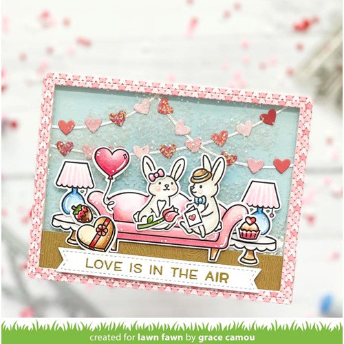 Simon Says Stamp! Lawn Fawn LANDSCAPE HEART GARLAND BACKDROP Die Cut lf3021