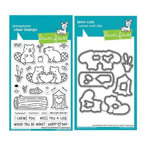 Simon Says Stamp! Lawn Fawn SET WOOD YOU BE MINE? Clear Stamps and Dies lfwbm