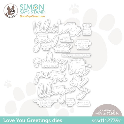 Simon Says Stamp! Simon Says Stamp LOVE YOU GREETINGS Wafer Dies sssd112739c Hugs