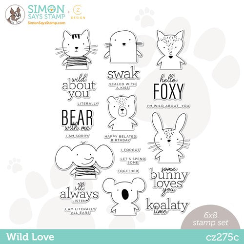 Simon Says Stamp! CZ Design Clear Stamps WILD LOVE cz275c Hugs