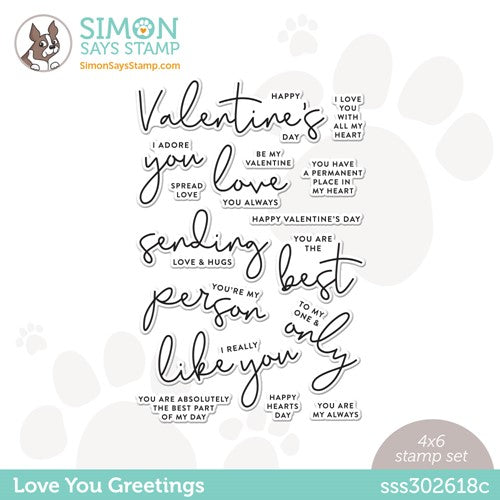 Simon Says Stamp! Simon Says Clear Stamps LOVE YOU GREETINGS sss302618c Hugs