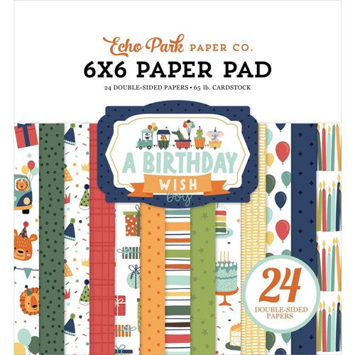 Simon Says Stamp! Echo Park A BIRTHDAY WISH BOY 6 x 6 Paper Pad bwb297023