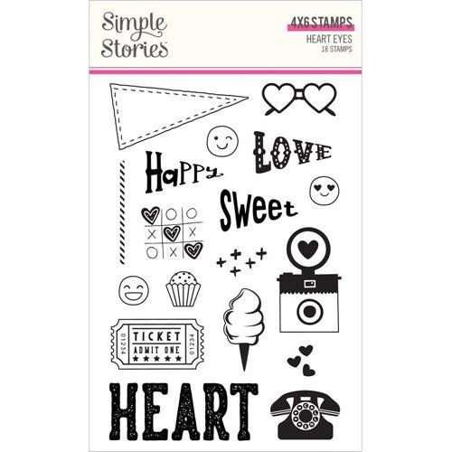 Simon Says Stamp! Simple Stories HEART EYES Clear Stamp Set 19415