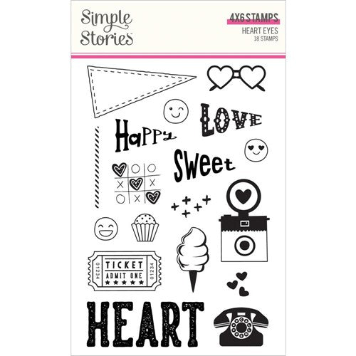 Simon Says Stamp! Simple Stories HEART EYES Clear Stamp Set 19415
