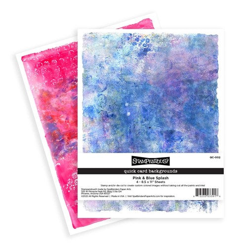 Simon Says Stamp! QC-002 Stampendous PINK AND BLUE SPLASH Quick Card Background Papers