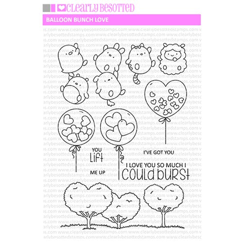 Simon Says Stamp! Clearly Besotted BALLOON BUNCH LOVE Clear Stamps