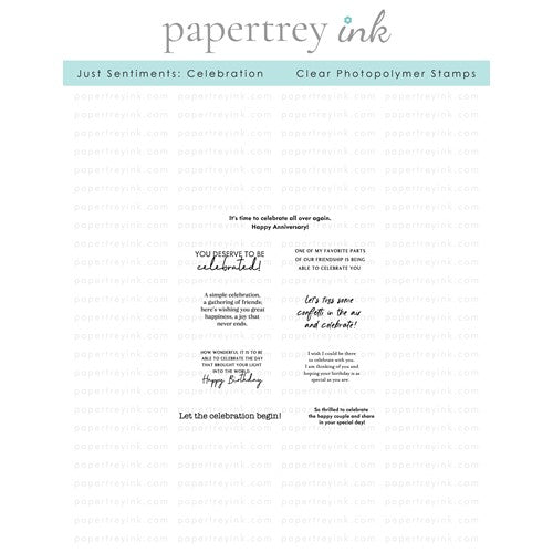 Simon Says Stamp! Papertrey Ink Just Sentiments CELEBRATION Clear Stamps 1456