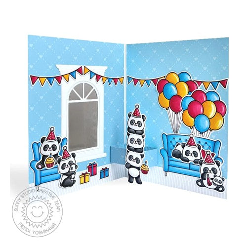 Simon Says Stamp! Sunny Studio PARTY PANDAS Clear Stamps SSCL-349