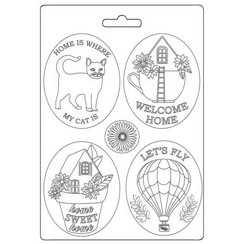 Simon Says Stamp! Stamperia CREATE HAPPINESS WELCOME HOME PLATES A5 Soft Mold k3pta5642