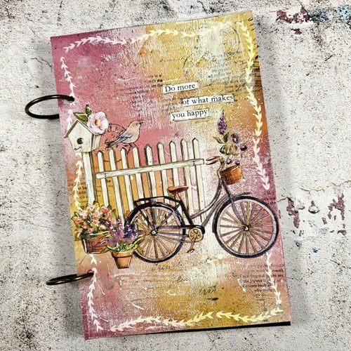 Simon Says Stamp! Stamperia CREATE HAPPINESS WELCOME HOME BICYCLE AND FLOWERS Ephemera dflct13