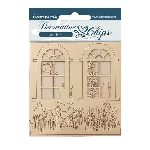 Simon Says Stamp! Stamperia CREATE HAPPINESS WELCOME HOME WINDOWS Decorative Chips scb158