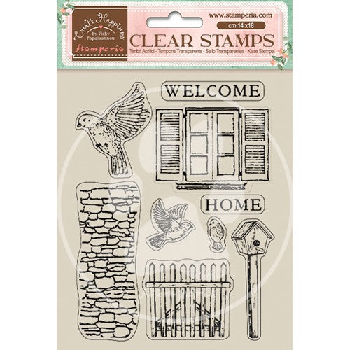 Simon Says Stamp! Stamperia CREATE HAPPINESS WELCOME HOME BIRDS Clear Stamps wtk165