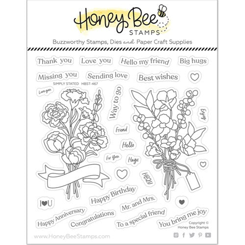Simon Says Stamp! Honey Bee SIMPLY STATED Clear Stamp Set hbst-467