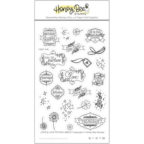 Simon Says Stamp! Honey Bee LOVE AND LUCK POTION LABELS Clear Stamp Set hbst-476