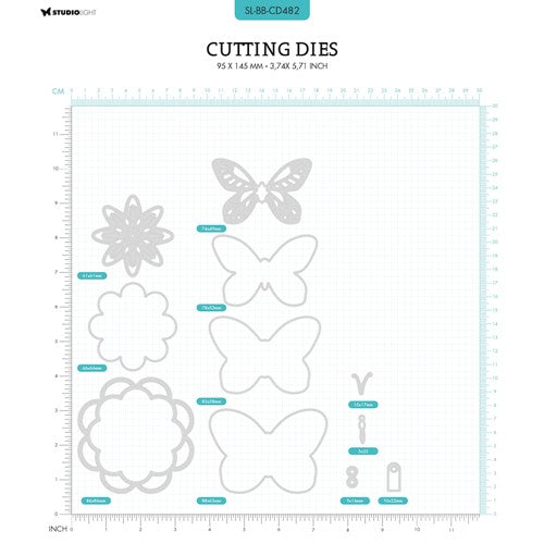 Simon Says Stamp! Studio Light SHAKER LABELS Blooming Butterfly Dies slbbcd482