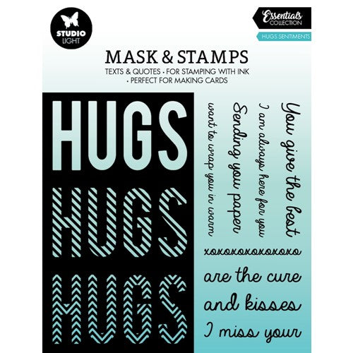 Simon Says Stamp! Studio Light HUGS SENTIMENTS Essential Stencil and Clear Stamps slesmst04