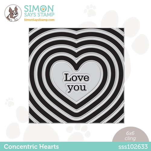 Simon Says Stamp! Simon Says Cling Stamps CONCENTRIC HEARTS sss102633 Kisses