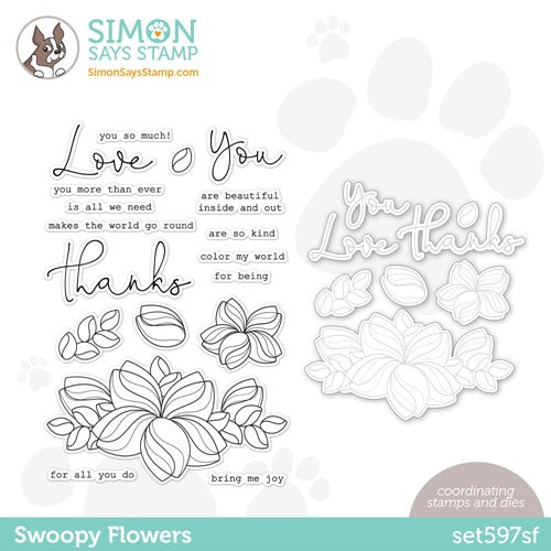Simon Says Stamp! Simon Says Stamps and Dies SWOOPY FLOWERS set597sf Kisses