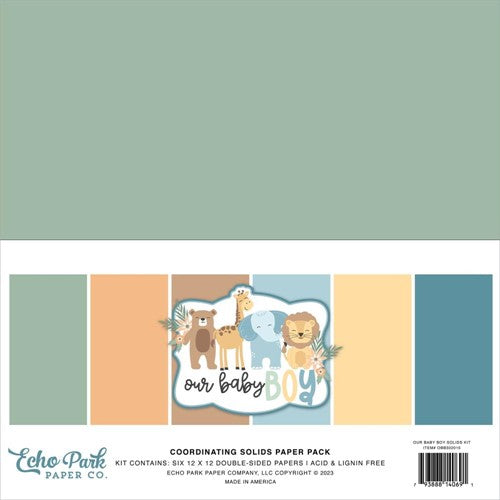 Simon Says Stamp! Echo Park OUR BABY BOY 12 x 12 Solids Paper Pack obb302015