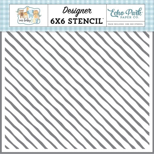 Simon Says Stamp! Echo Park OUR BABY BOY 6 x 6 Painted Stripes Stencil obb302036