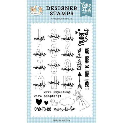 Simon Says Stamp! Echo Park OUR BABY BOY Months Clear Stamp Set obb302046
