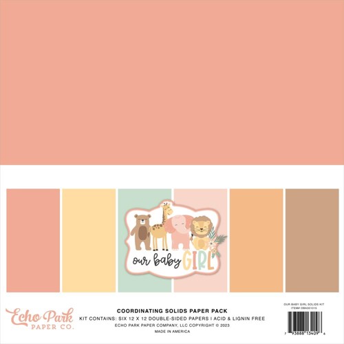Simon Says Stamp! Echo Park OUR BABY GIRL 12 x 12 Solids Paper Pack oba301015