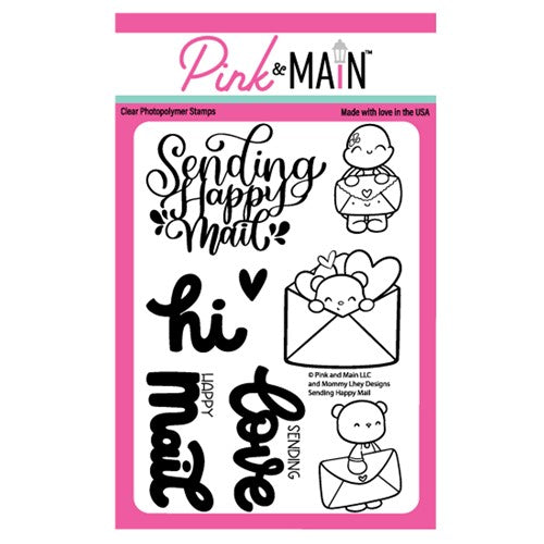 Simon Says Stamp! Pink and Main SENDING HAPPY MAIL Clear Stamps PM0593